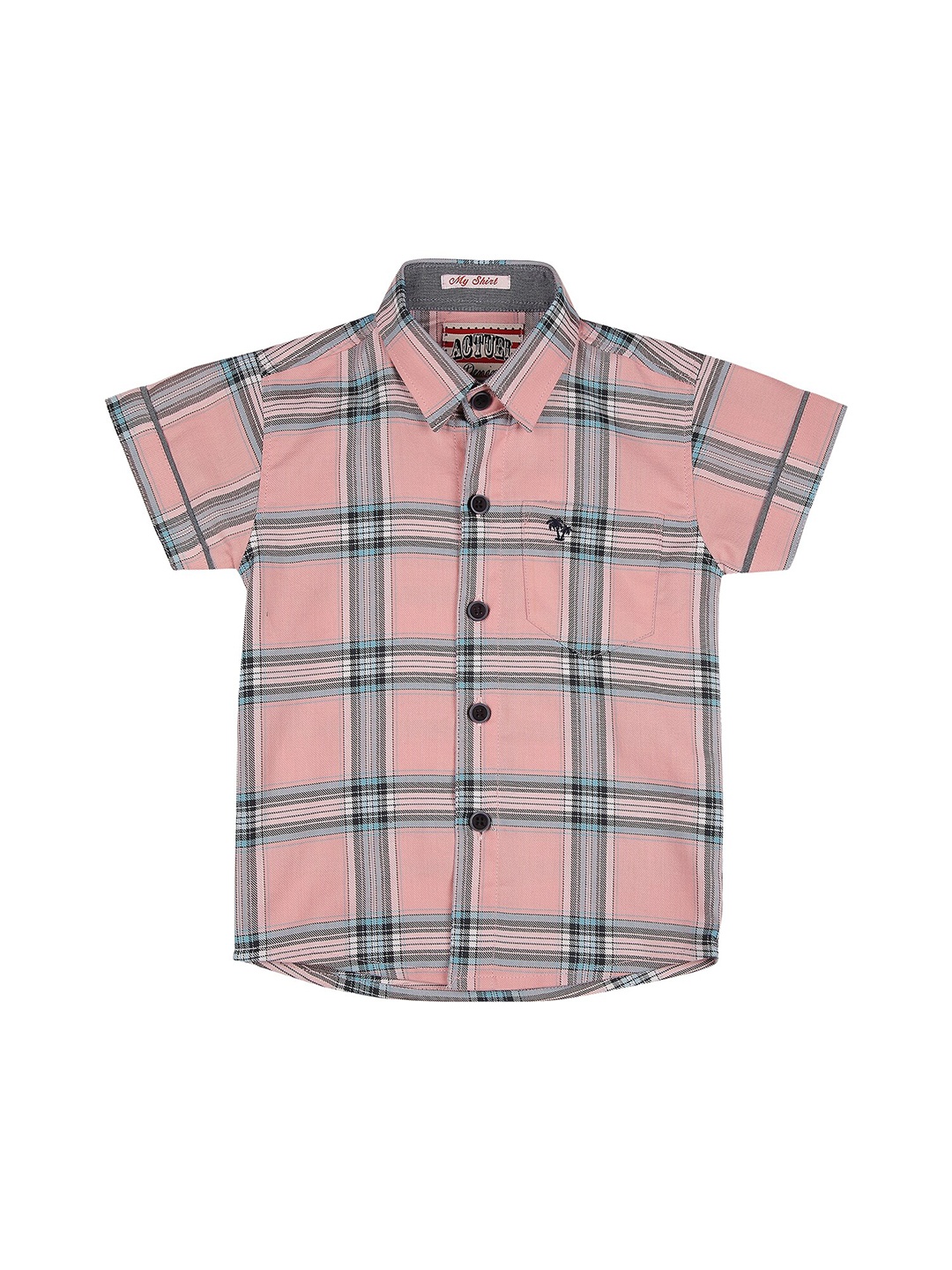 

Actuel Boys Peach-Coloured Comfort Checked Casual Shirt