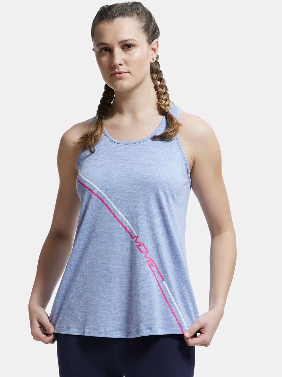 

Jockey Stay Dry Treatment Graphic Printed Racerback Styled Tank Top, Blue