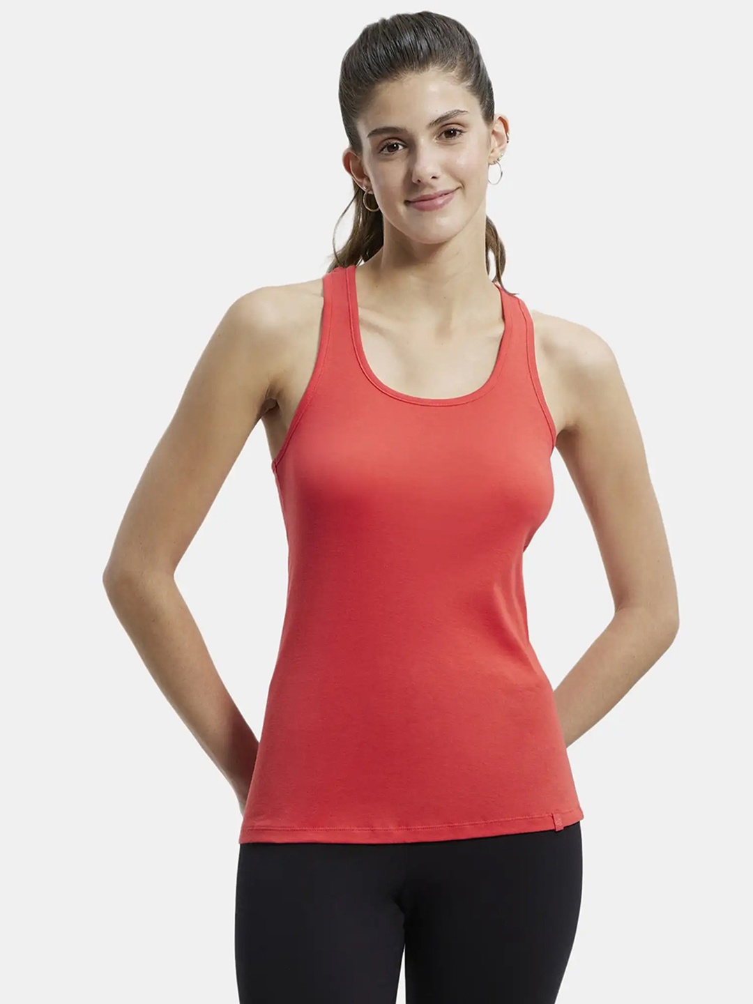 

Jockey Cotton Rib Slim Fit Racerback Styled Tank Top, Red