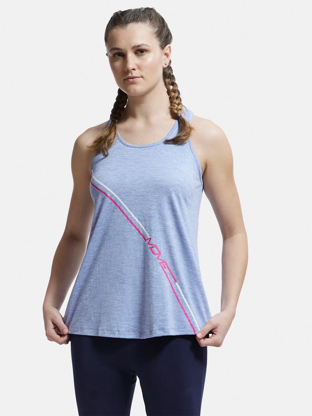 

Jockey Graphic Printed Microfiber Racerback Styled Tank Top-MW22, Blue