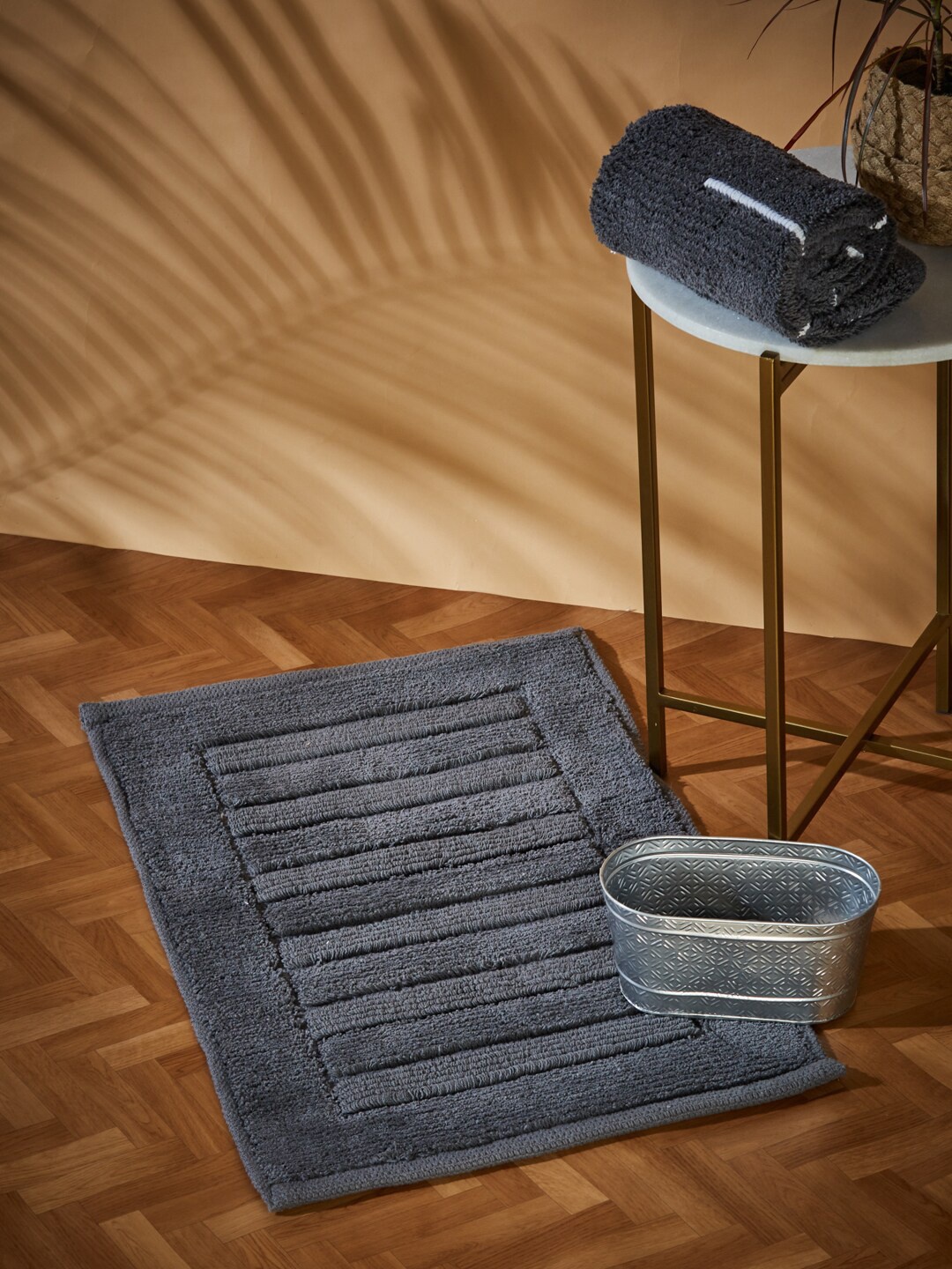 

Fabindia Grey 150 GSM Cotton Woven Bath Rugs
