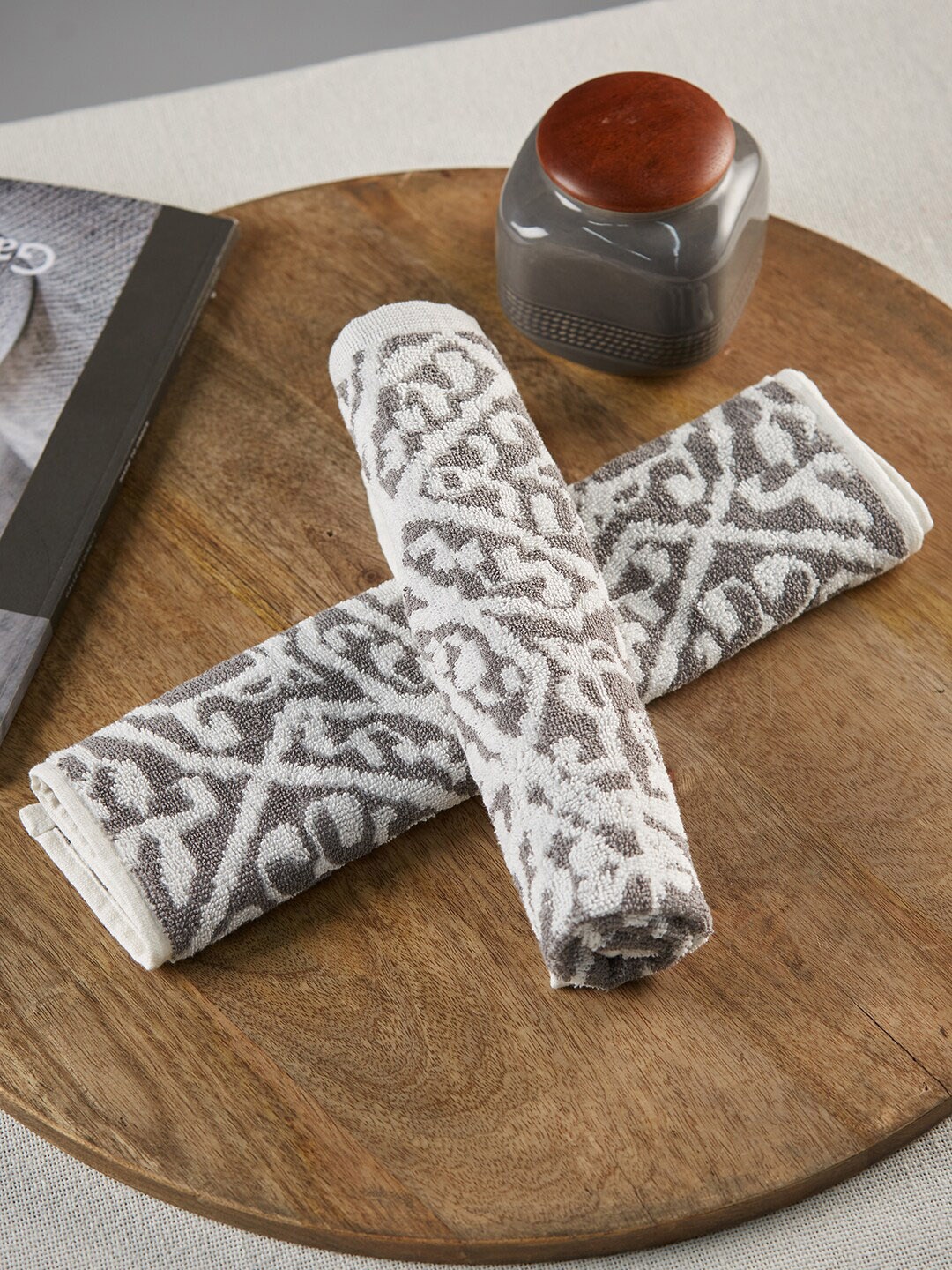 

Fabindia Cotton Woven Hand Towel, Grey