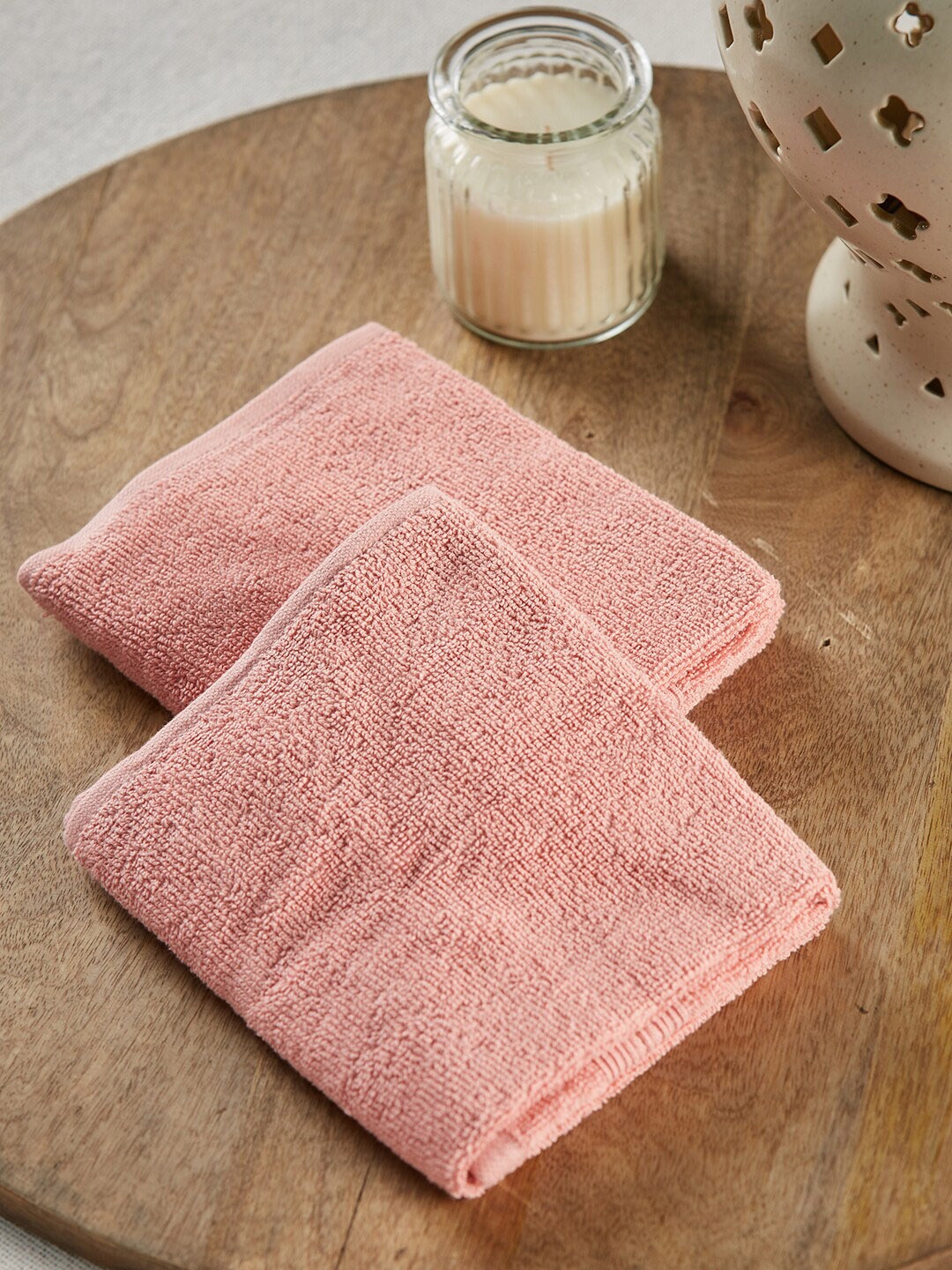 

Fabindia Set of 2 Pink Solid 500 GSM Cotton Bath Towel