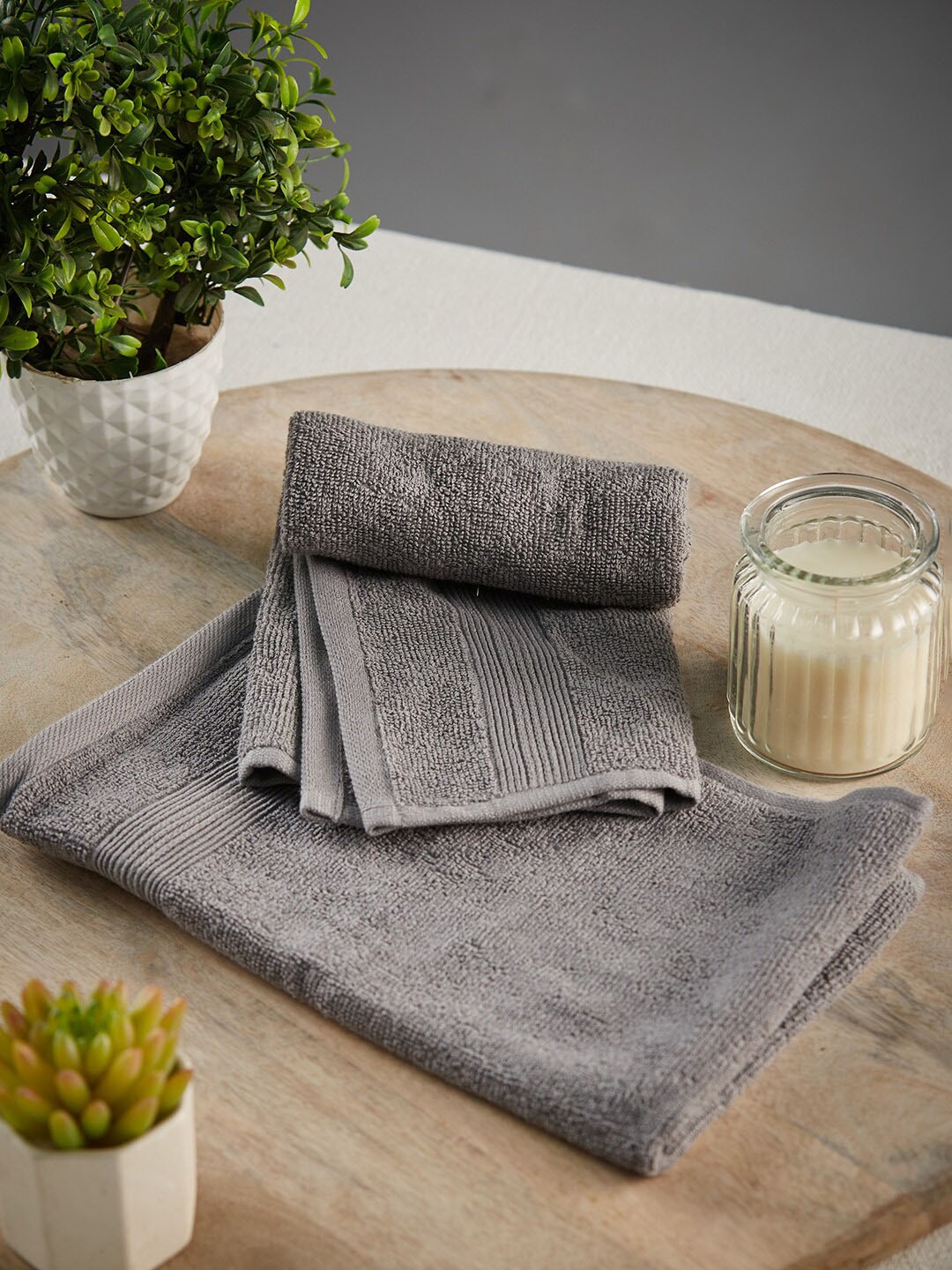 

Fabindia Set Of 2 Striped 500 GSM Cotton Bath Towels, Grey