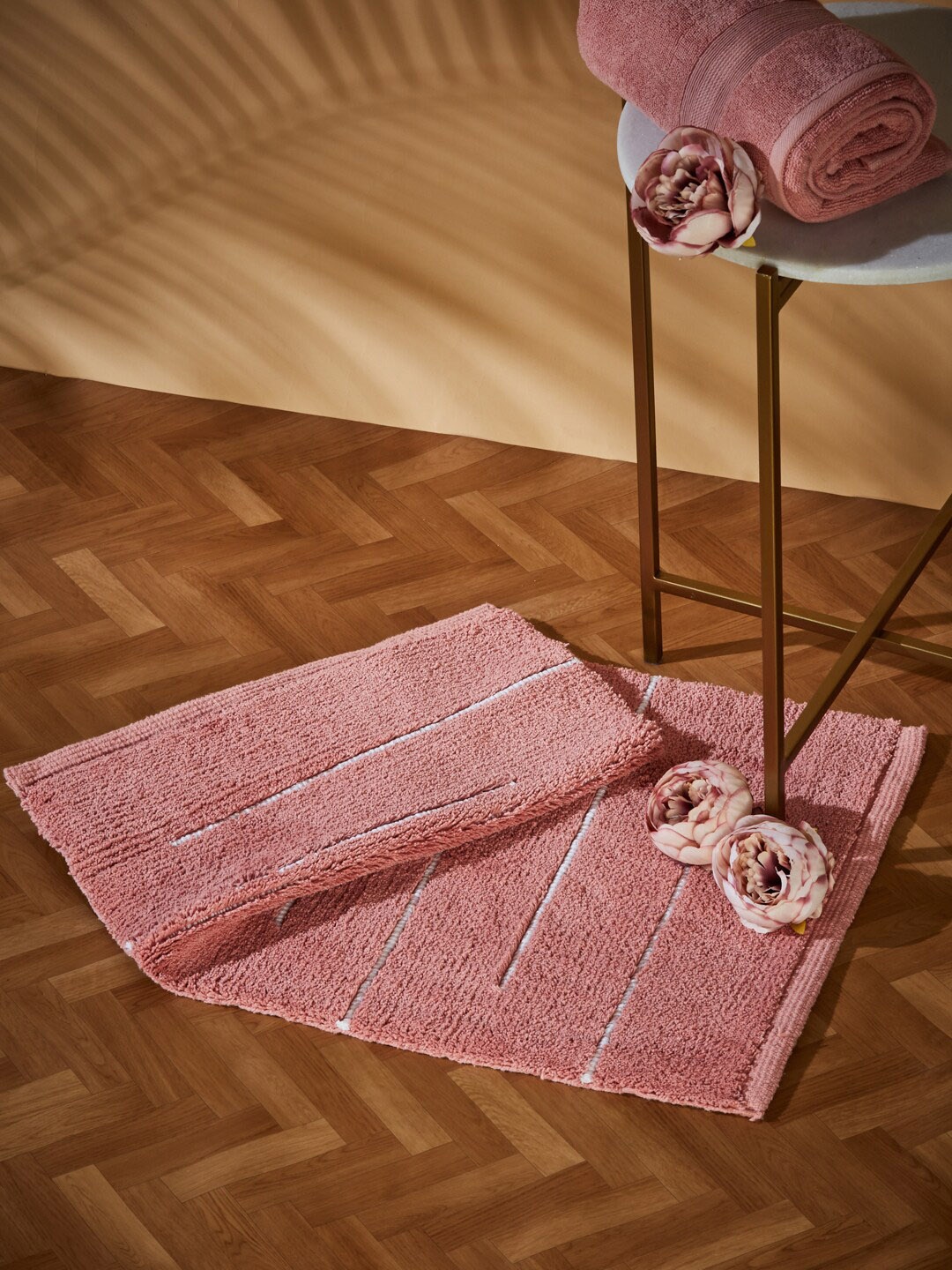 

Fabindia Pink Striped Cotton Woven 150GSM Bathmat