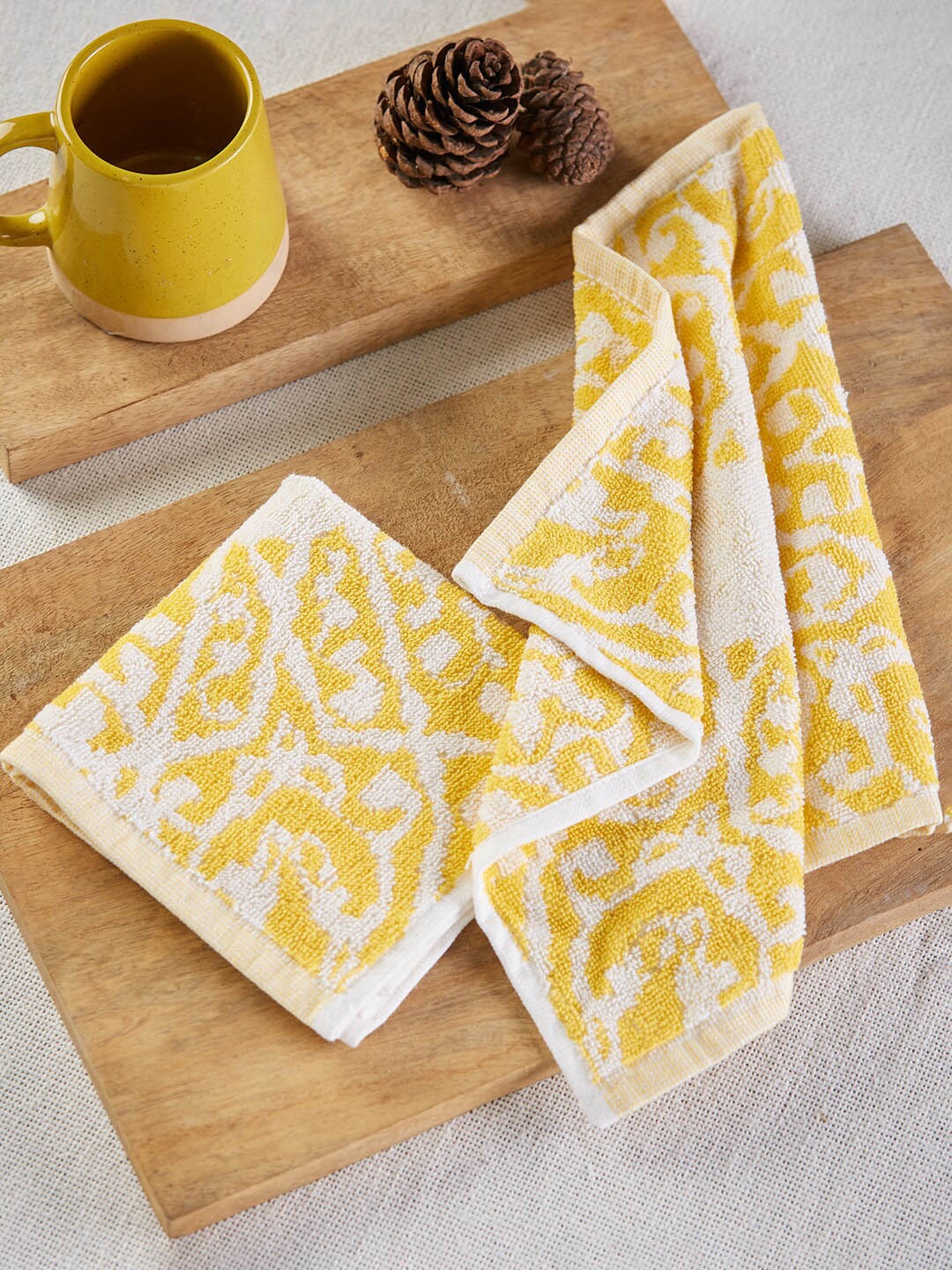 

Fabindia Cotton Woven Face Towel, Yellow