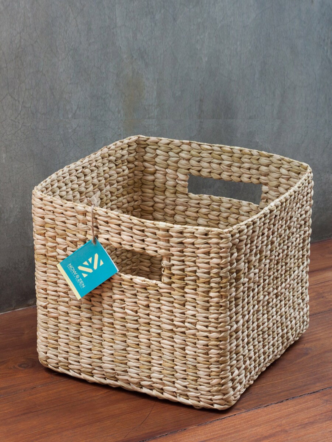 

NOW & ZEN Beige Self-Design Square Tote Baskets