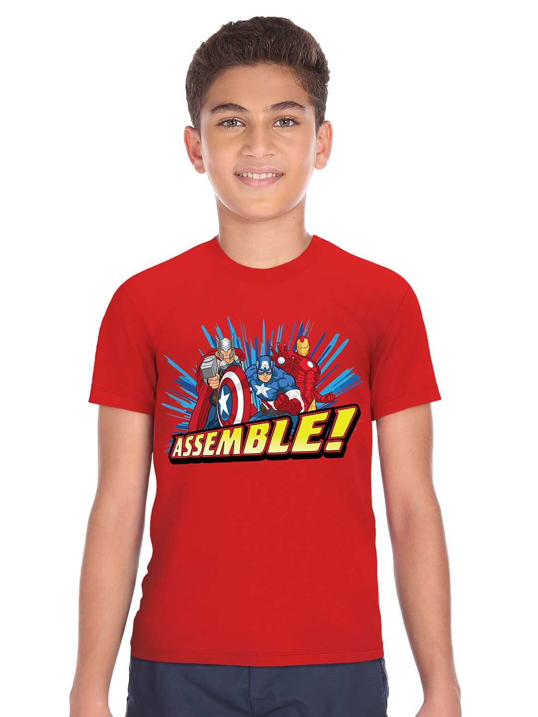 

Ruggers Junior Boys Red Typography Printed Applique T-shirt