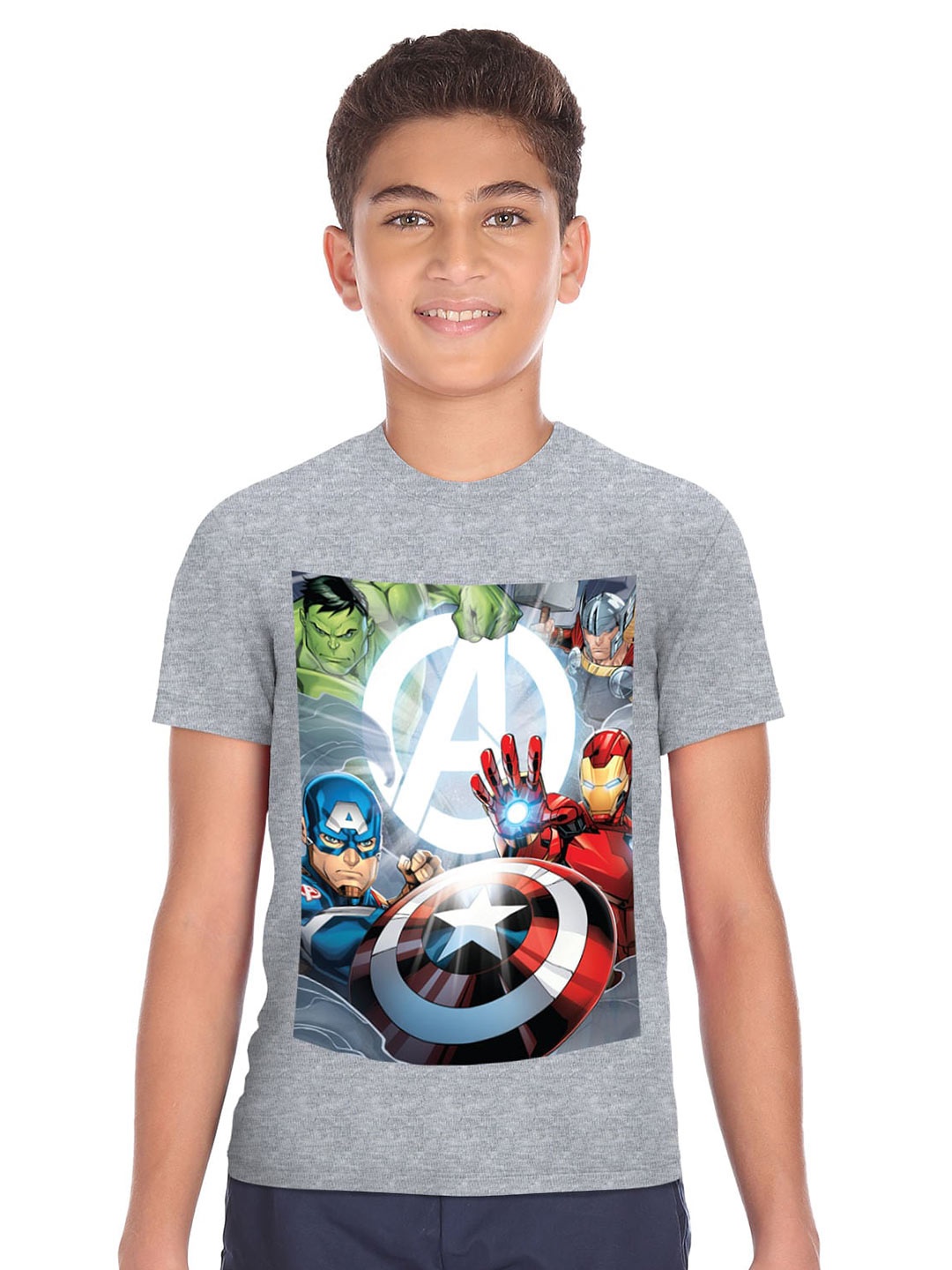 

Ruggers Junior Boys Grey Avengers Graphic Printed Pure Combed Cotton T-shirt