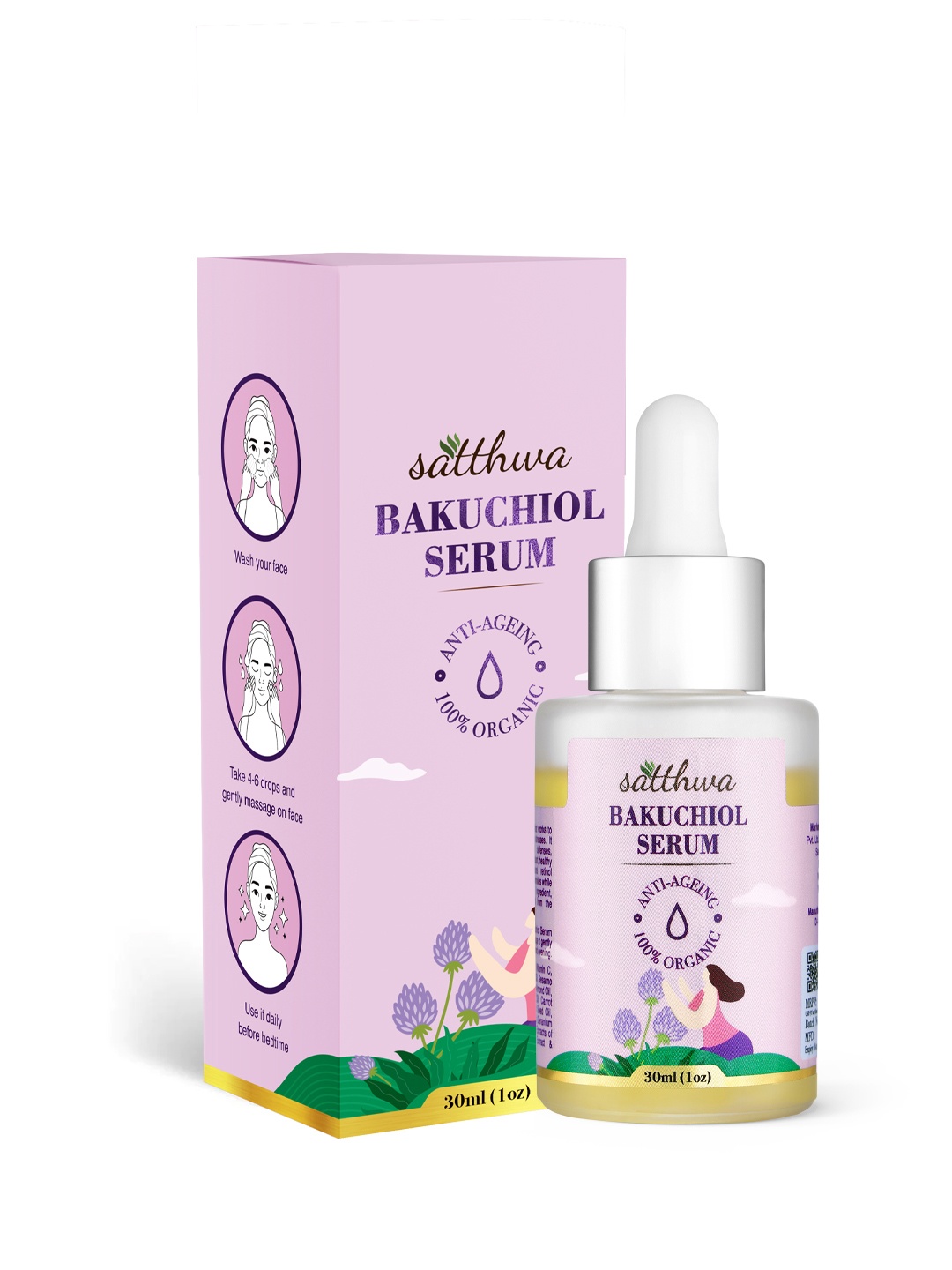 

Satthwa Satvak Organic Bakuchiol Serum with Vitamin C & E - 30ml, Coral