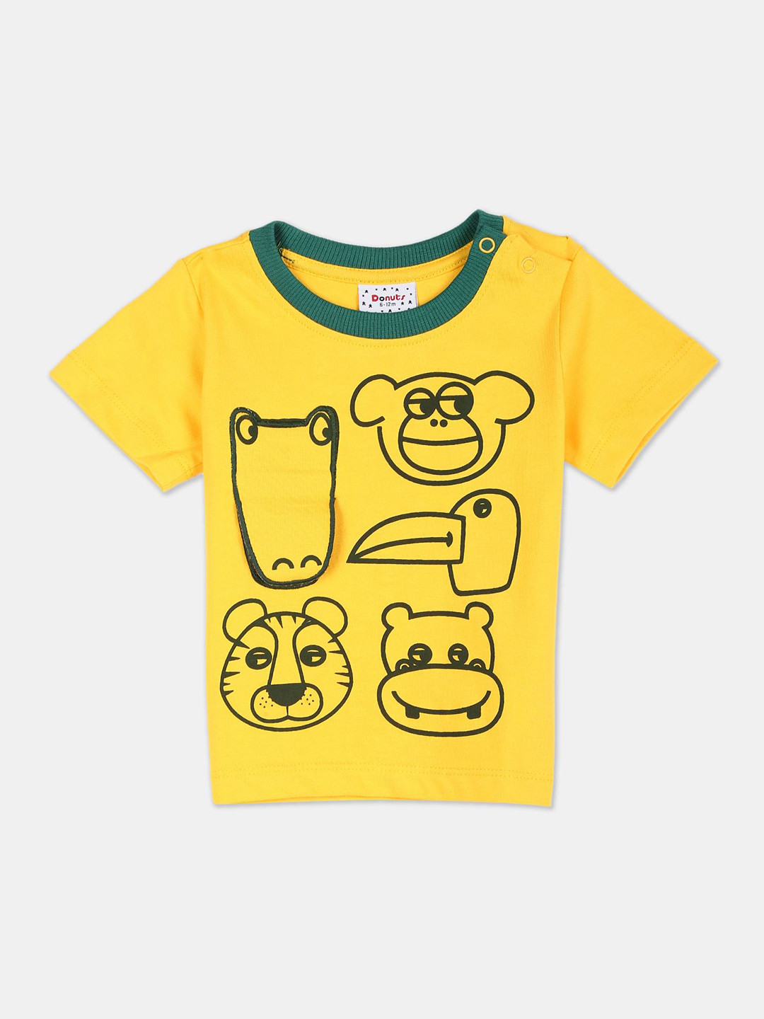 

Donuts Boys Yellow & Black Printed T-shirt