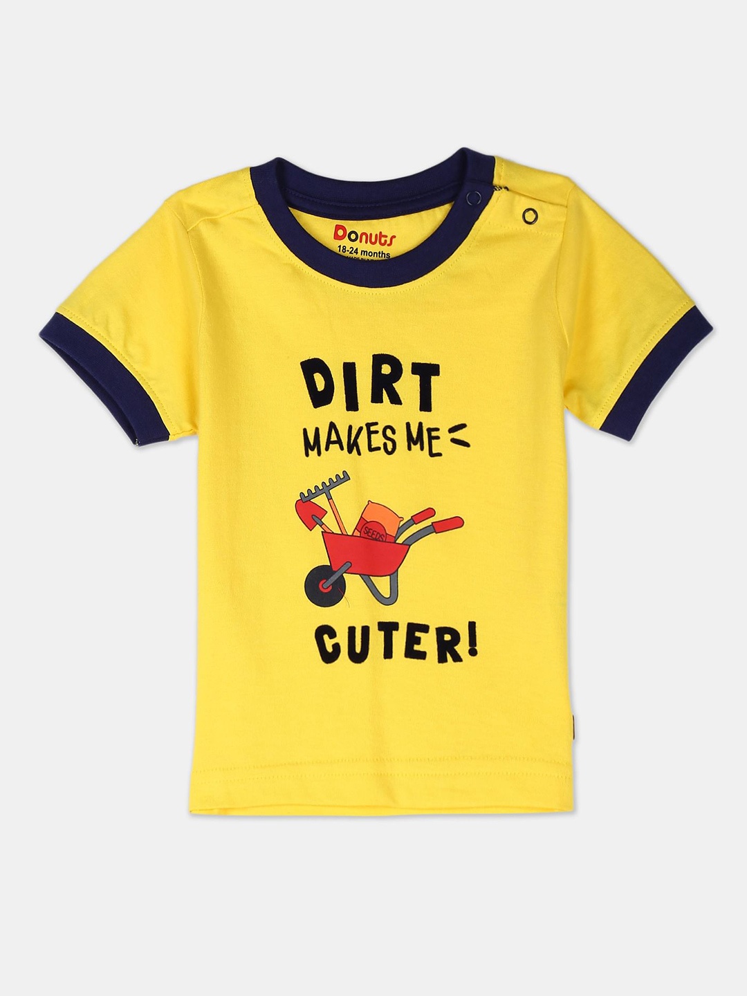 

Donuts Boys Yellow Typography Printed Cotton T-shirt