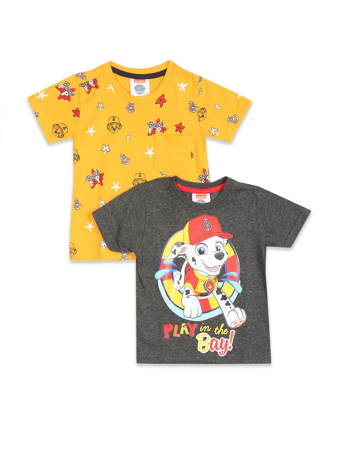 

Colt Boys Pack Of 2 Yellow & Olive Green Printed T-shirt