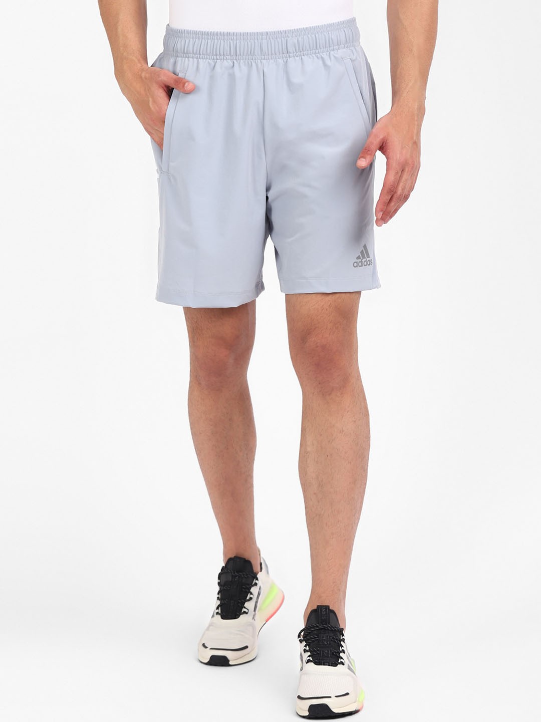 

ADIDAS Men Silver-Toned Training or Gym Sports Shorts