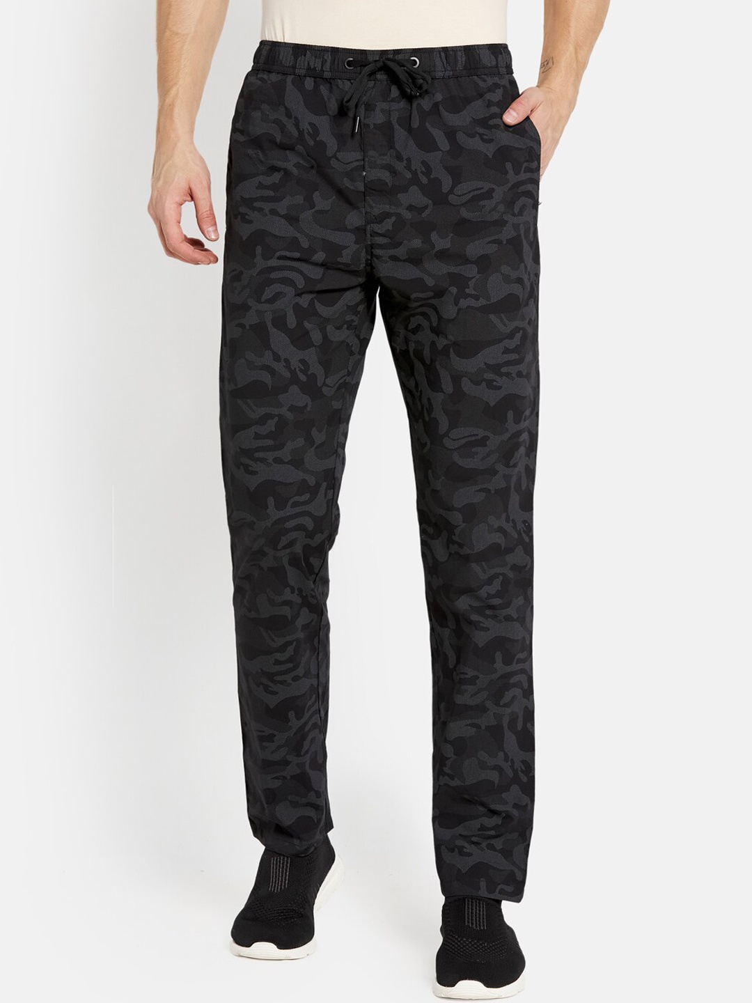 

Octave Men Plus Size Black & Grey Camouflage Cotton Track Pants