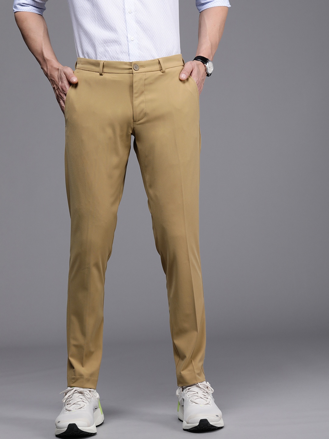 

Louis Philippe Ath Work Men Khaki Comfy Tapered Fit Trousers