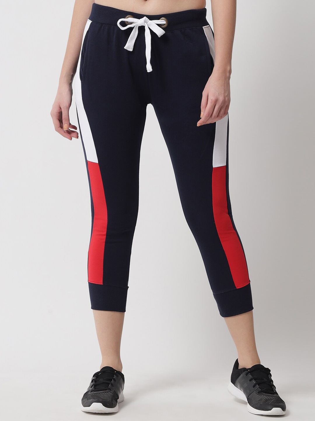 

The Dry State Women Navy Blue & Red Solid Slim-Fit Track Pants