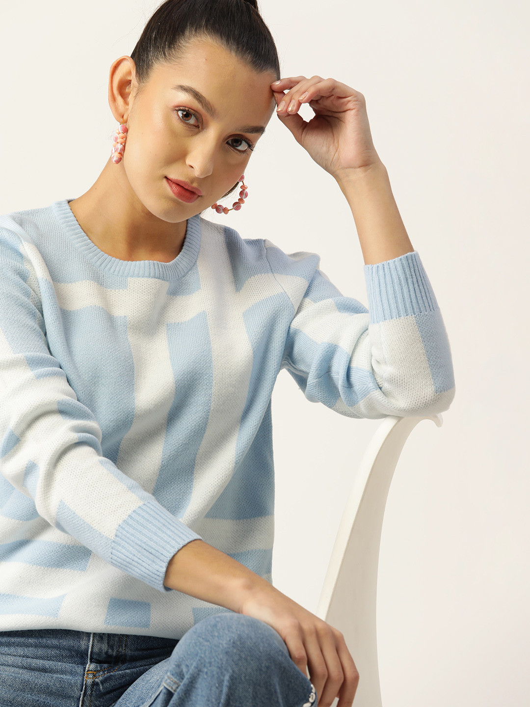 

4WRD by Dressberry Women Geometric Pullover, Blue