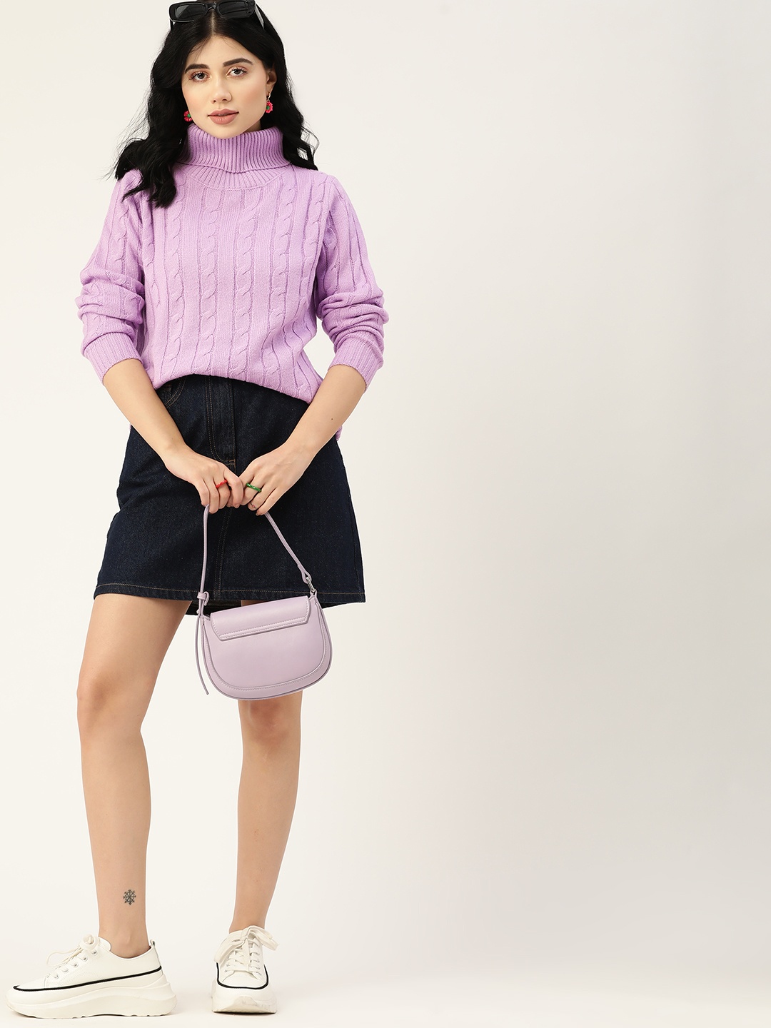 

DressBerry Women Lavender Cable Knit Pullover Sweater