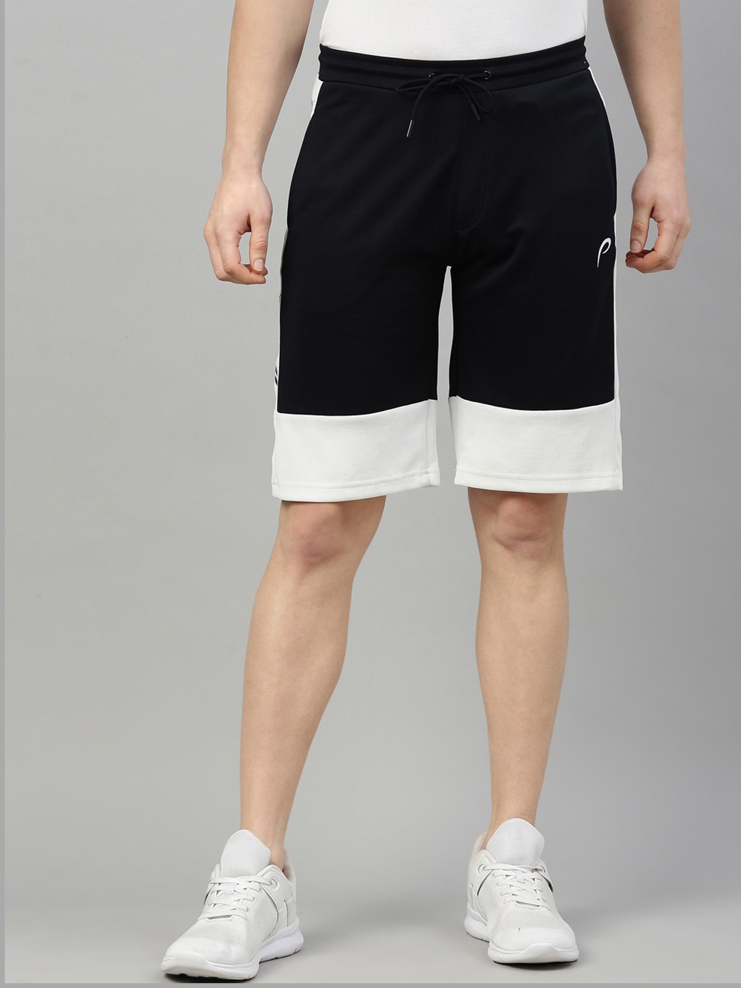 

Proline Men Navy Blue & White Colourblocked Rapid Dry Cotton Sports Shorts