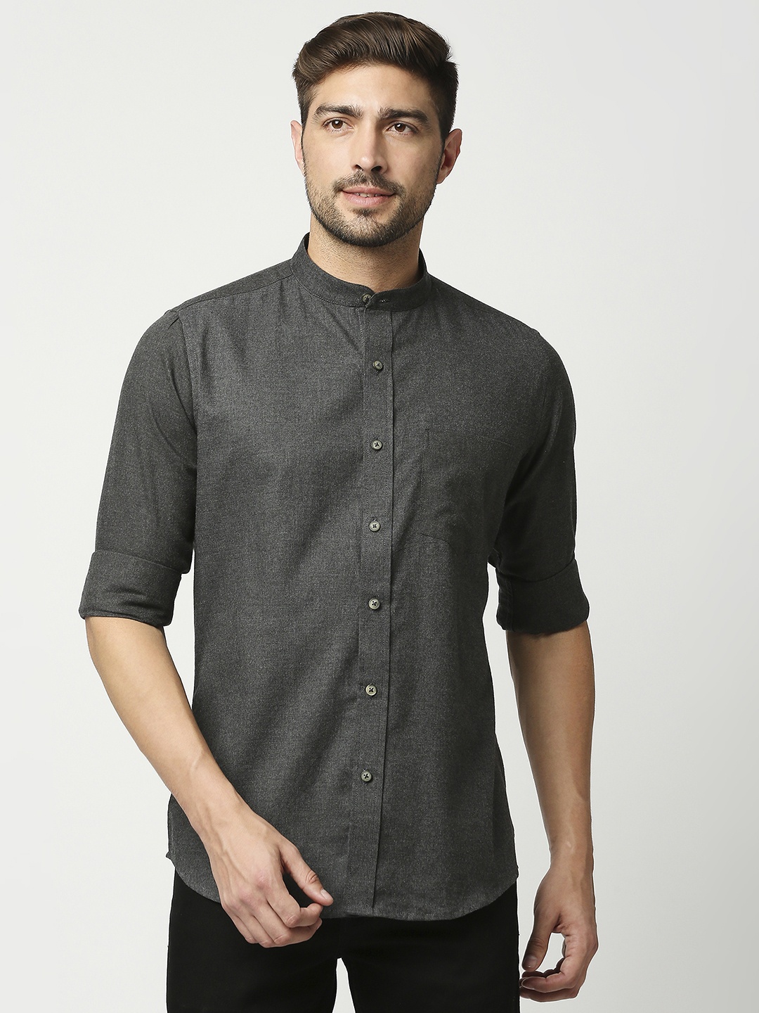 

EVOQ Men Grey Standard Casual Shirt