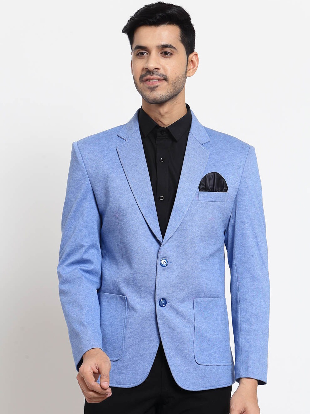 

KLOTTHE Men Blue Solid Slim-Fit Single Breasted Blazer