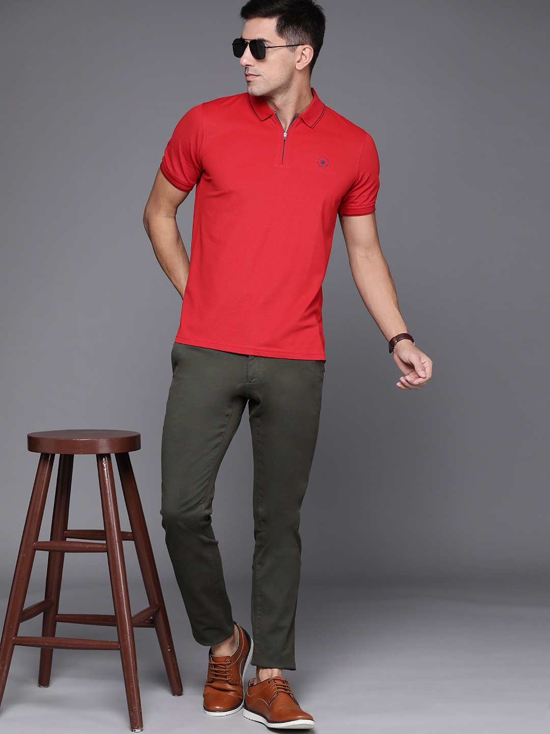 

Louis Philippe Men Red Polo Collar T-shirt