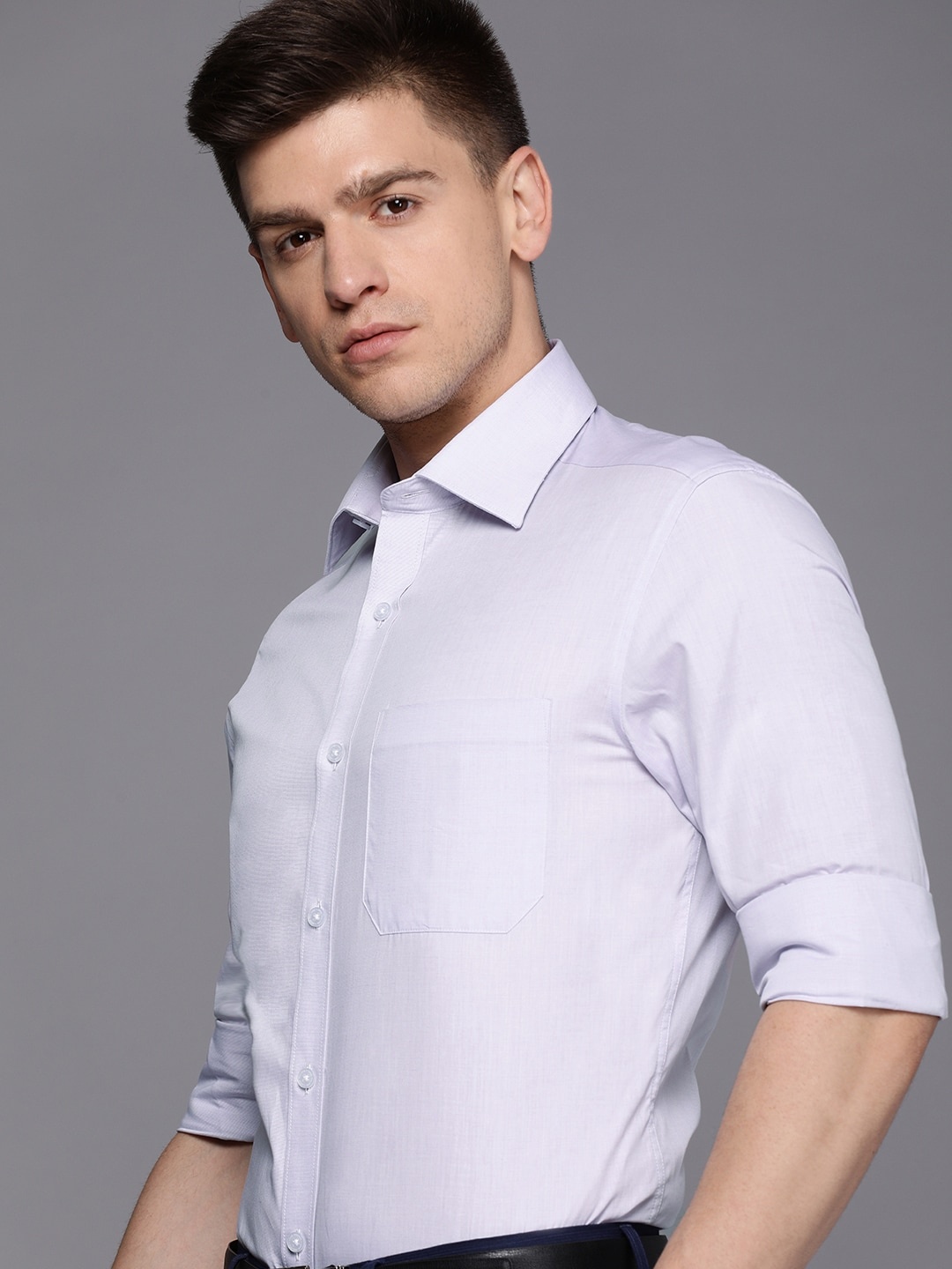 

Louis Philippe Men Purple Solid Classic Fit Formal Pure Cotton Shirt