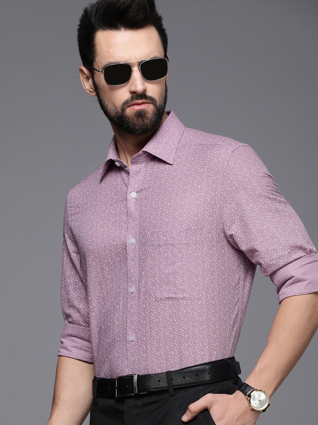 

Louis Philippe Men Mauve Classic Printed Formal Shirt