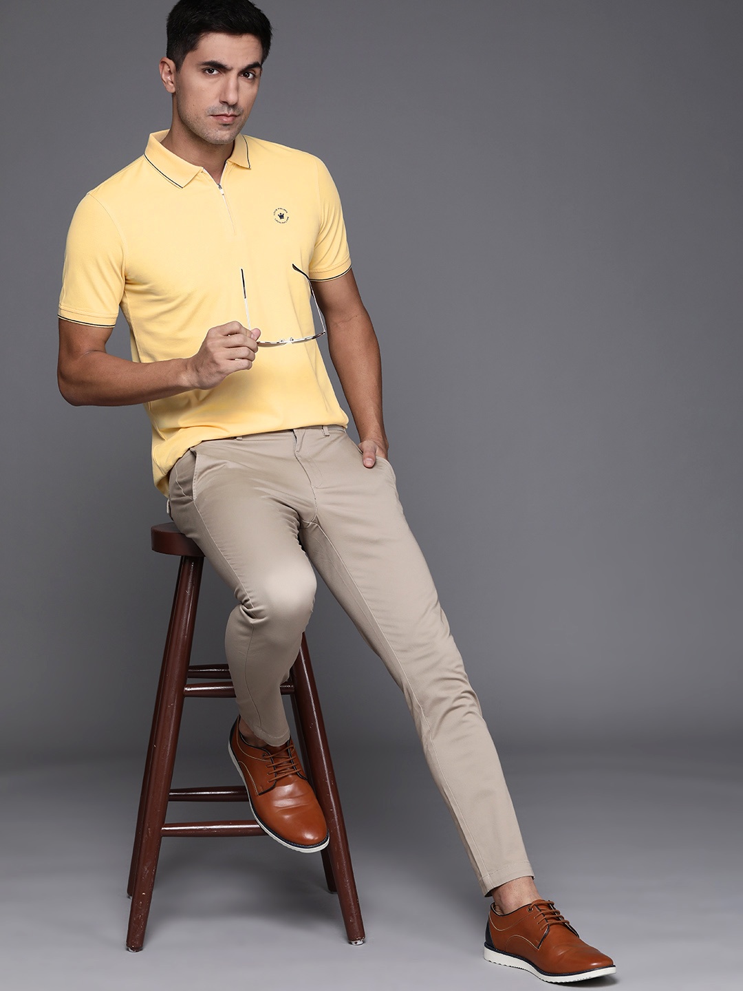 

Louis Philippe Men Yellow Polo Collar T-shirt