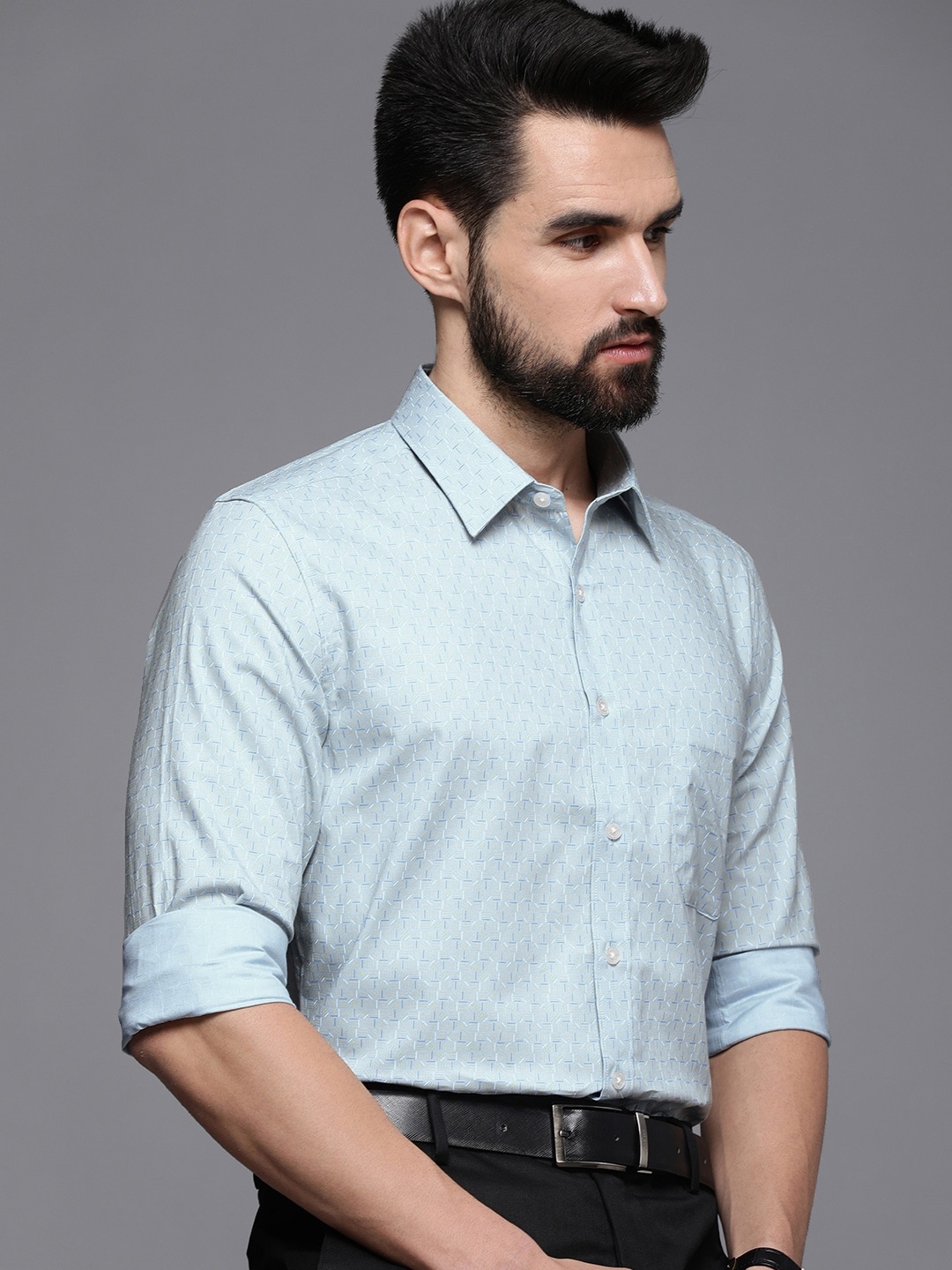 

Louis Philippe Men Blue Slim Fit Printed Formal Shirt