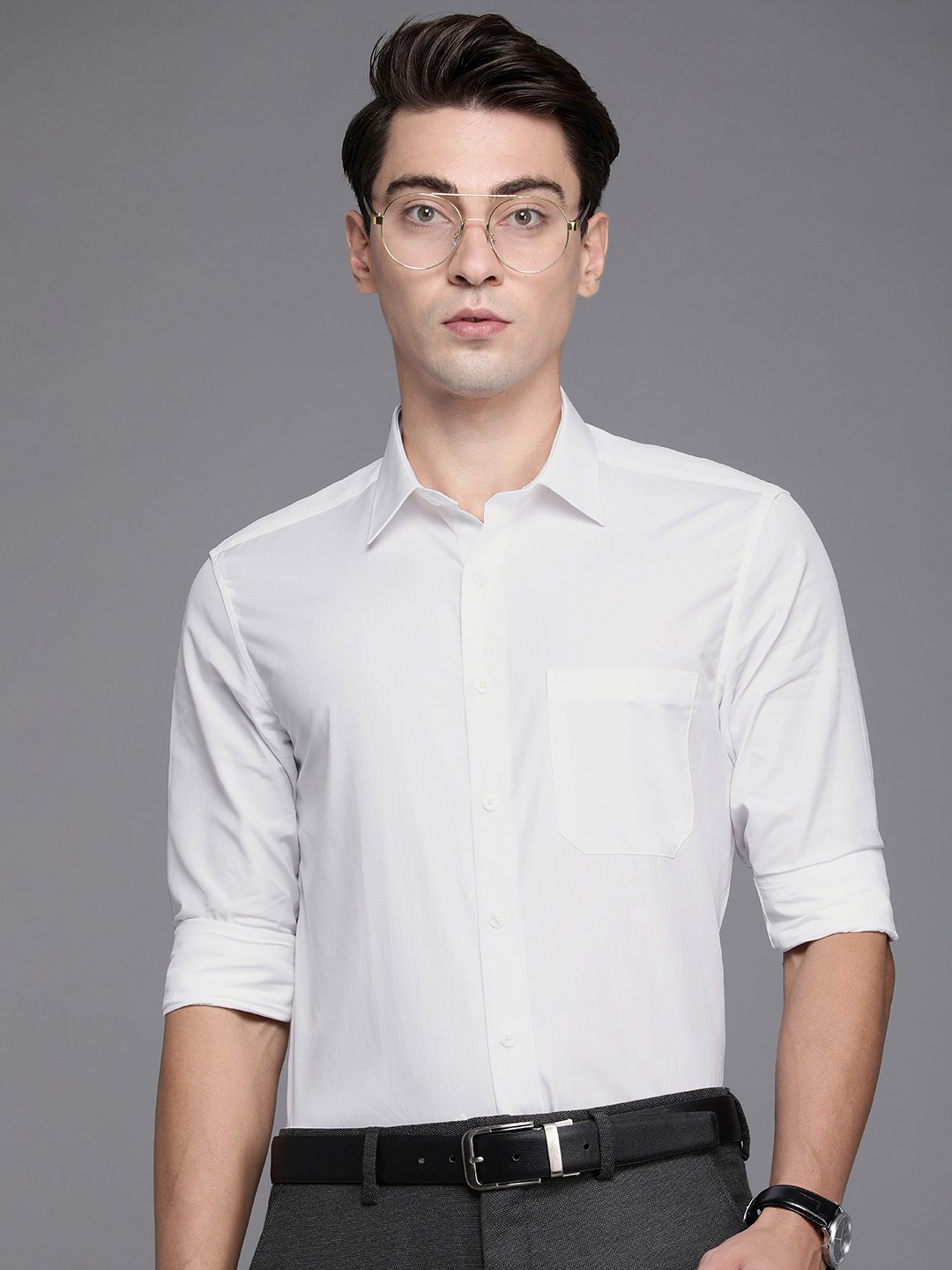 

Louis Philippe Men White Pure Cotton Solid Slim Fit Formal Shirt