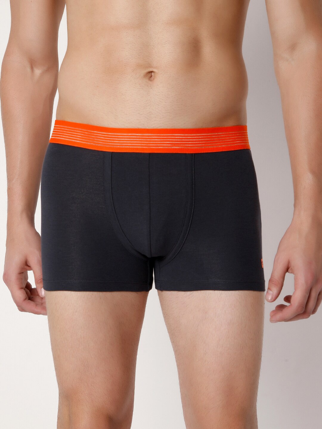 

Underjeans by Spykar Men Cotton Blend Trunk- UJNPTS002DKGREYORANGE, Black