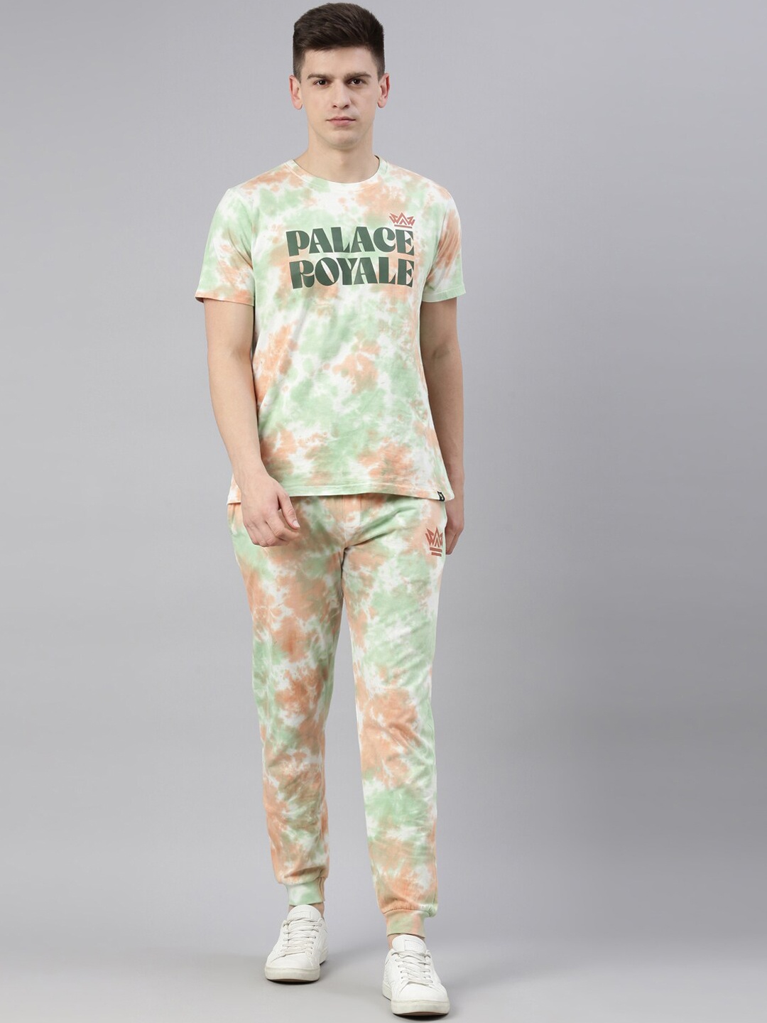 

Joven Men Green & Brown Tie & Dye Pure Cotton Co-Ords Set