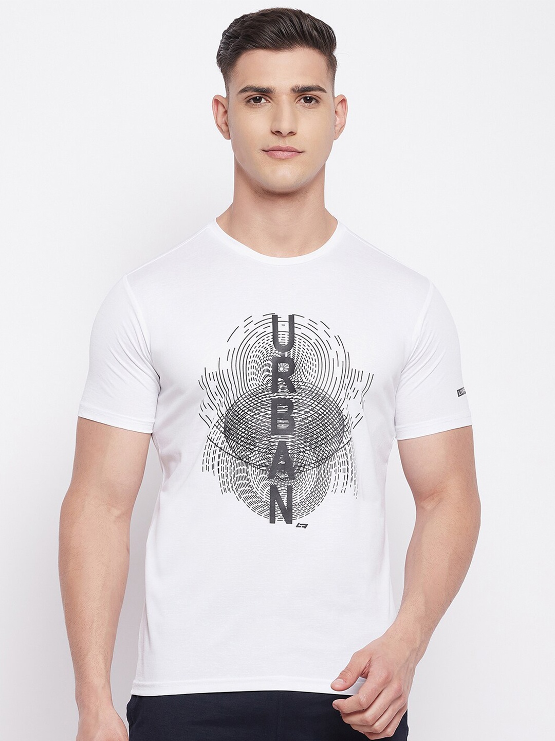 

NEVA Men White & Black Printed Cotton T-shirt