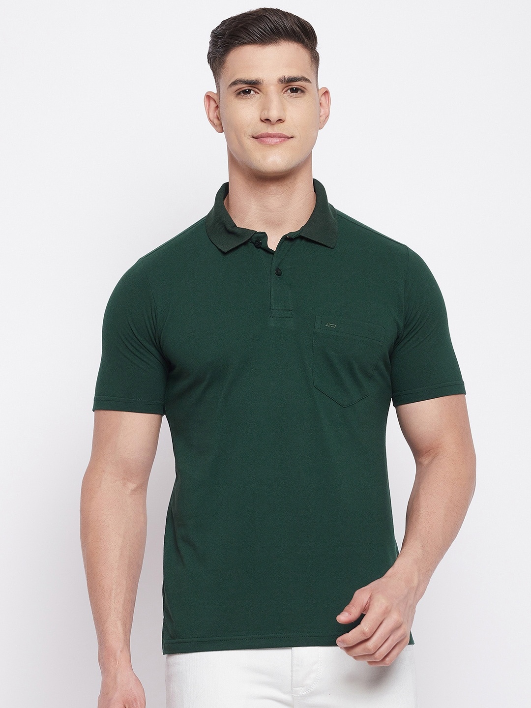 

NEVA Men Green Polo Collar T-shirt
