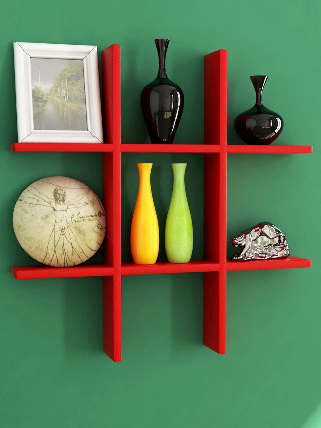 

Home Sparkle Red Engineered Wood Wall Shelf