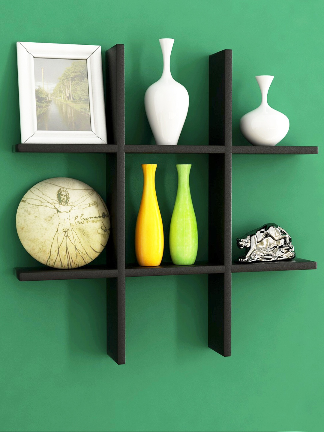 

Home Sparkle Black Engineered Wood Wall Shelf