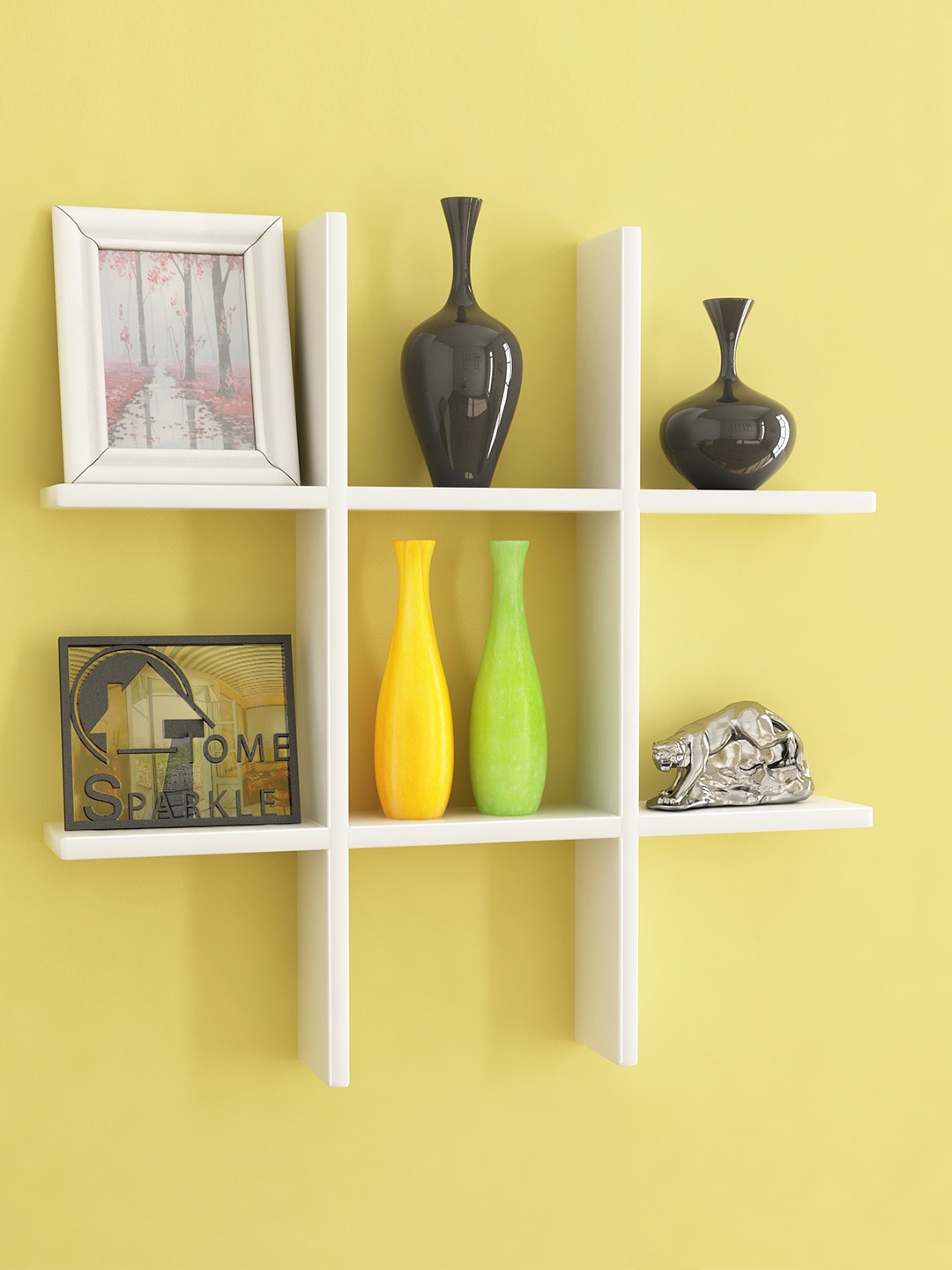 

Home Sparkle White Engineered Wood Wall Shelf