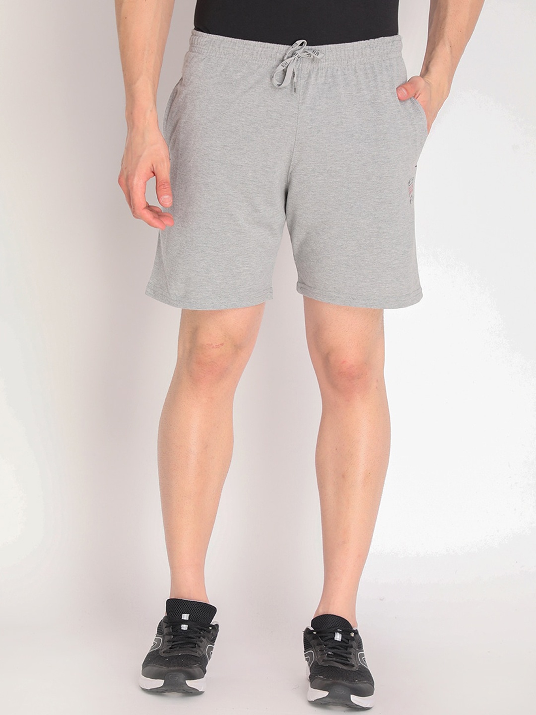 

NEVA Men Grey Solid Cotton Sports Shorts