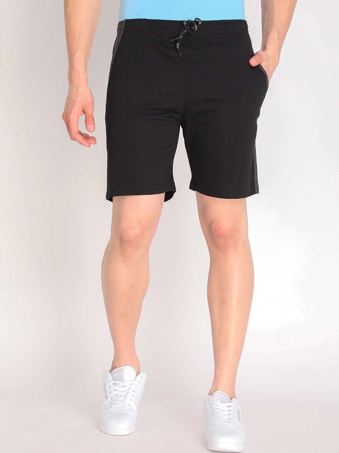 

NEVA Men Black Solid Cotton Sports Shorts