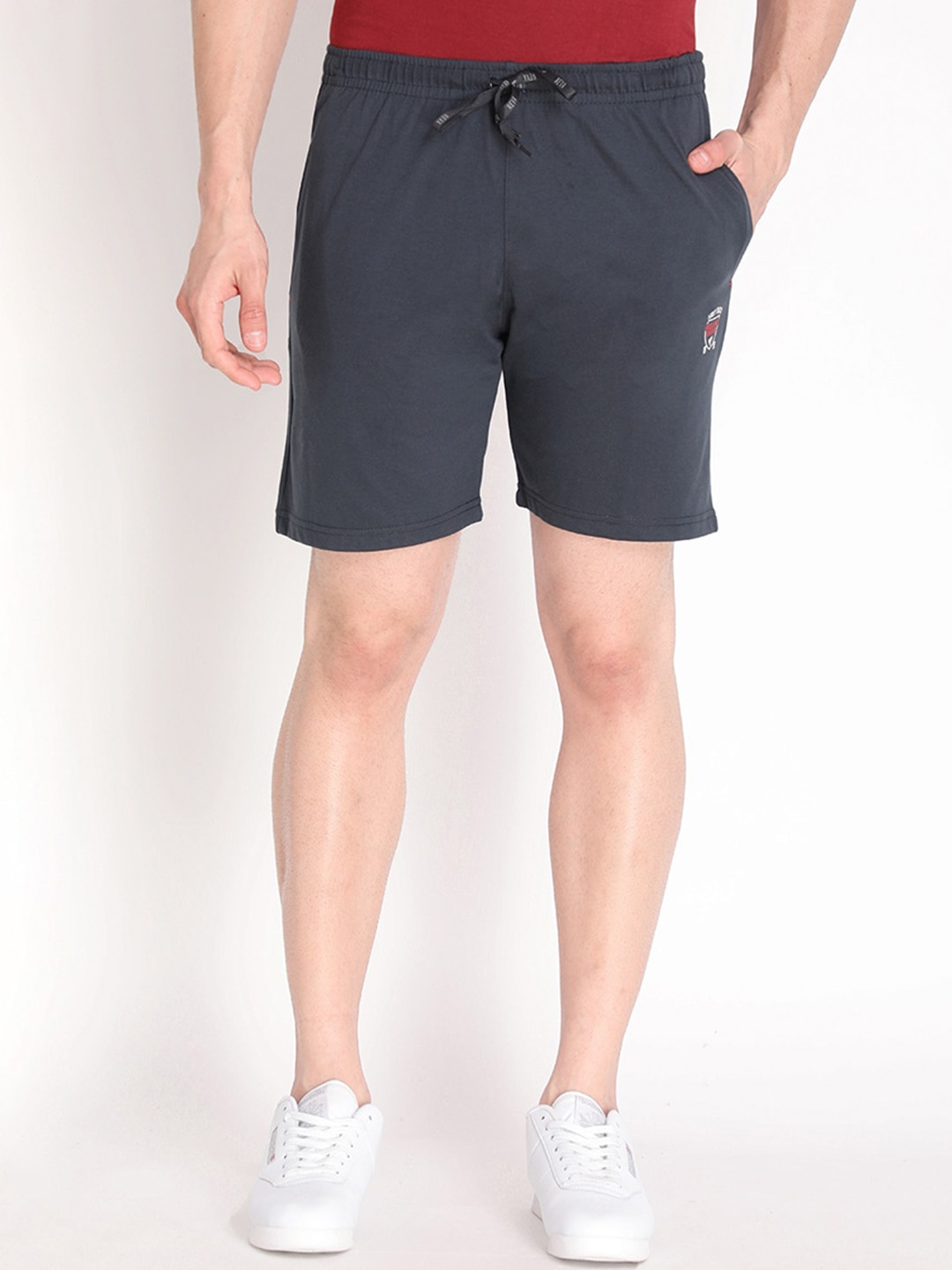 

NEVA Men Grey Solid Cotton Sports Shorts