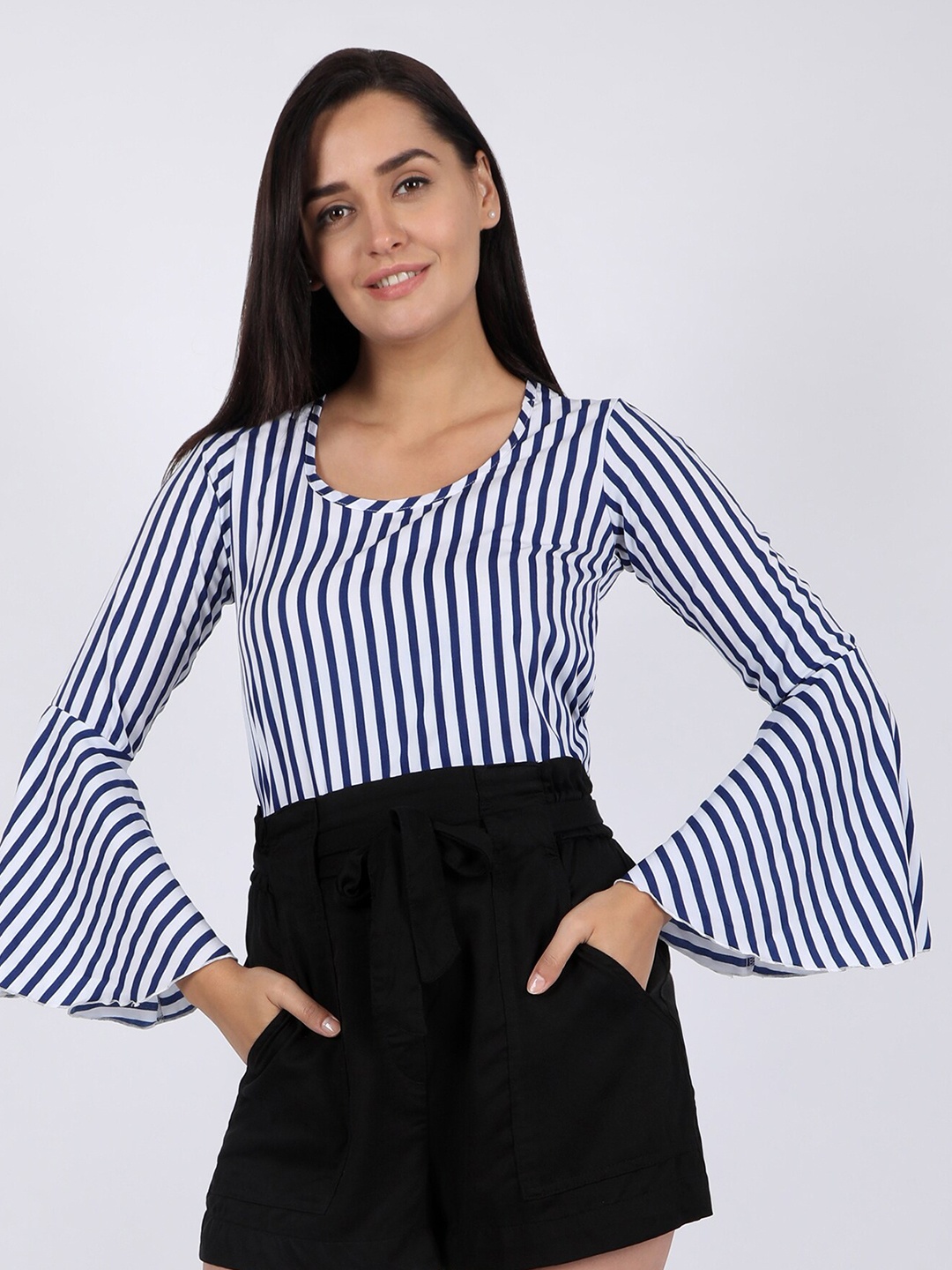 

CHIMPAAANZEE Navy Blue & White Striped Top