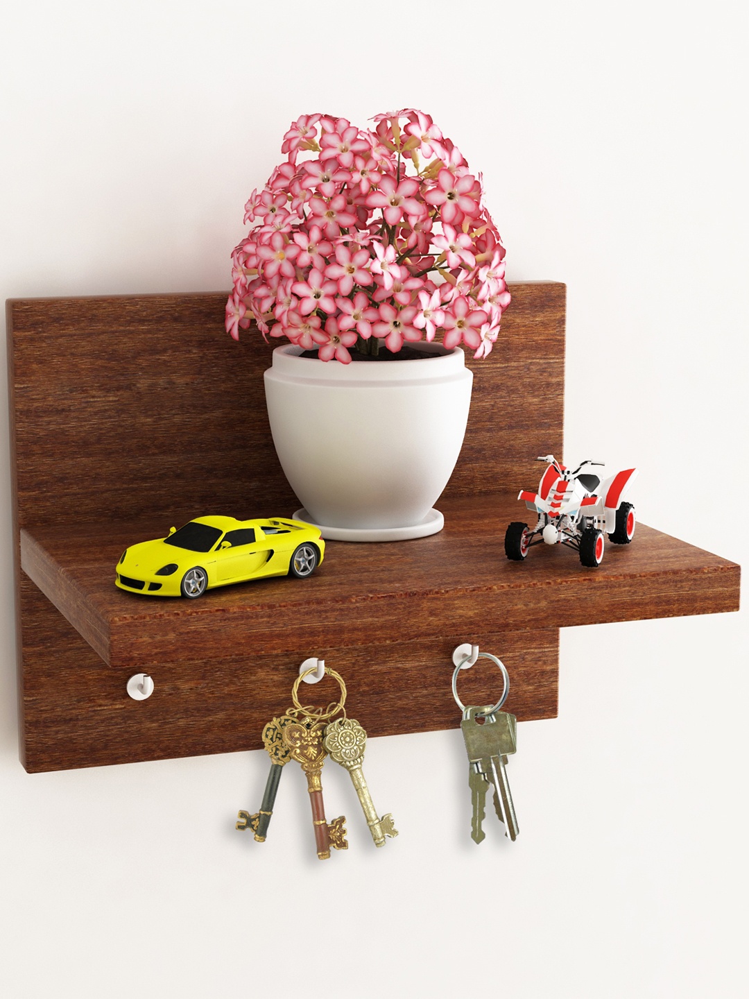 

Home Sparkle Brown Wall Shelf with Key Holders