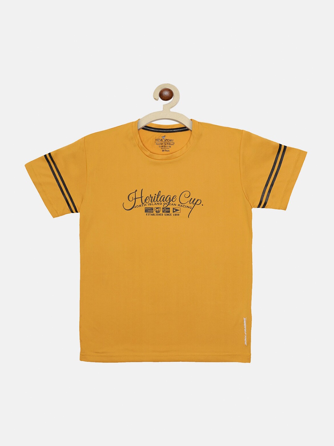 

NEVA Boys Mustard Yellow Typography Printed Cotton T-shirt