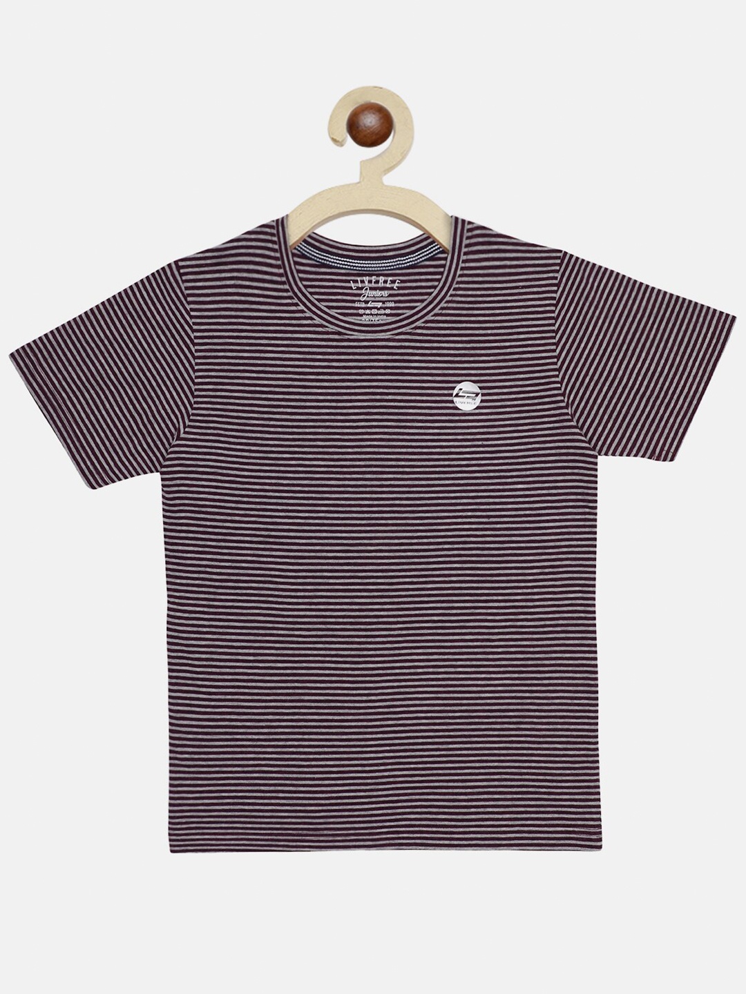 

NEVA Boys Burgundy & Grey Striped T-shirt