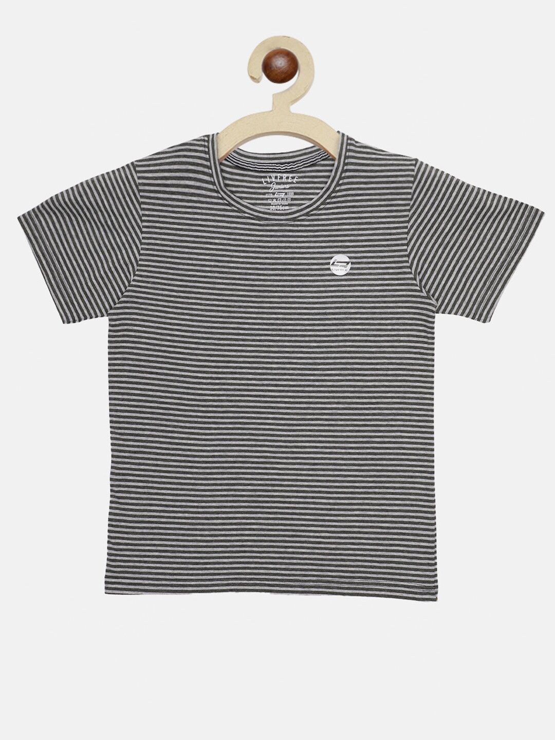 

NEVA Boys Olive Green & Grey Striped Cotton T-shirt