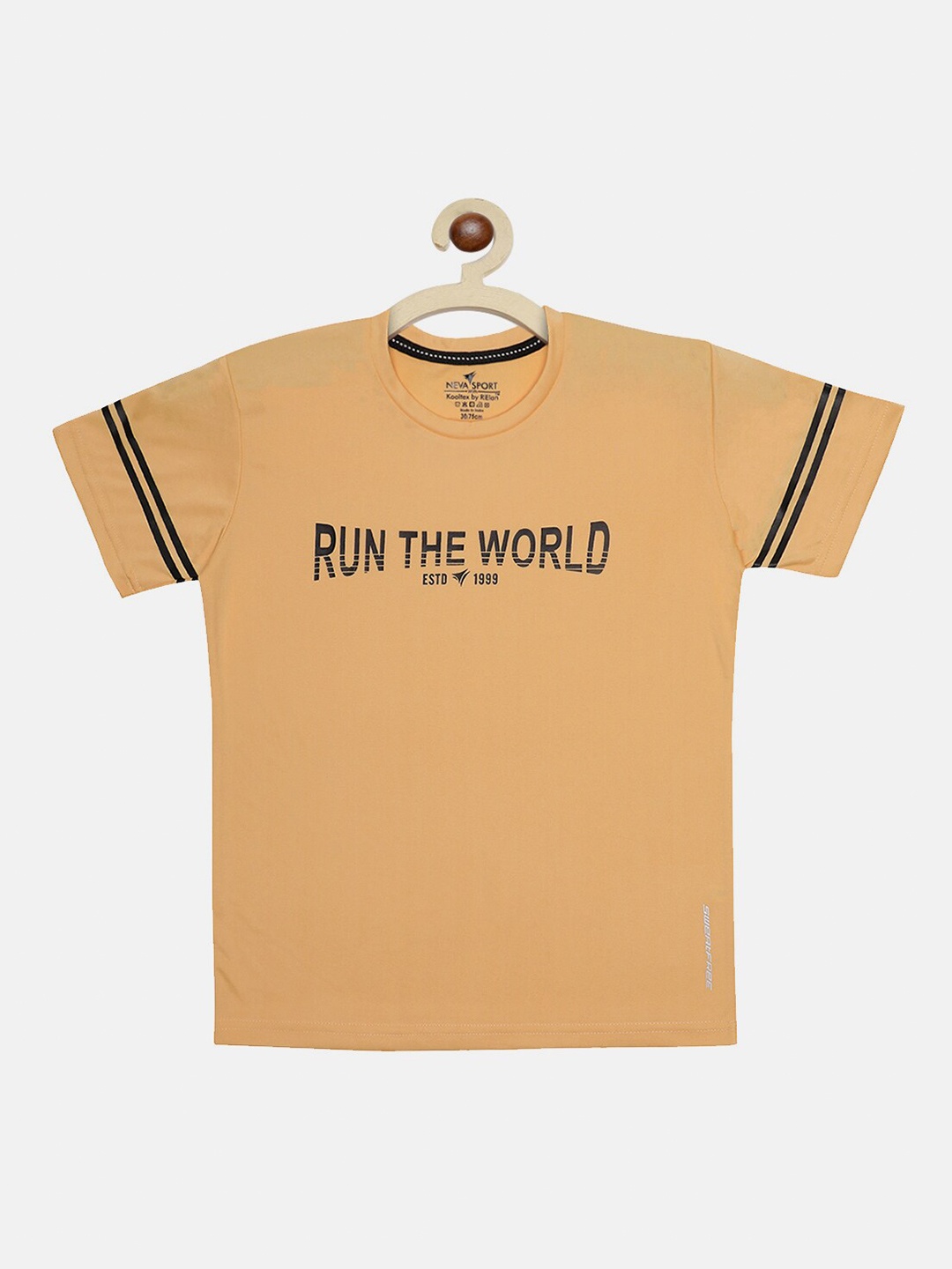 

NEVA Boys Yellow Typography Printed Cotton T-shirt