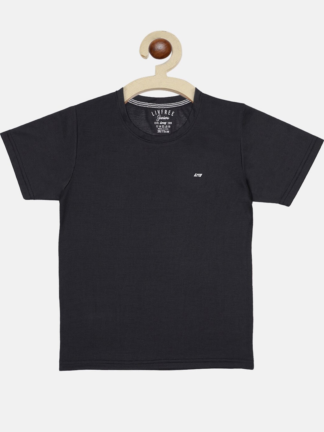 

NEVA Boys Black Solid Cotton T-shirt