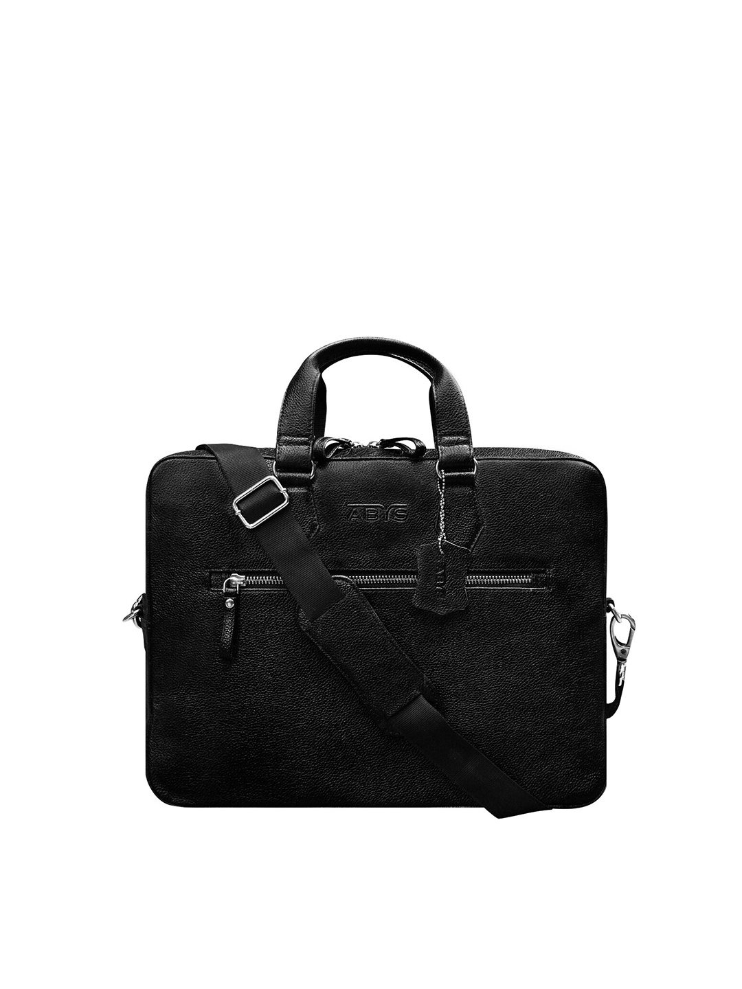 

ABYS Unisex Black Leather Laptop Bag